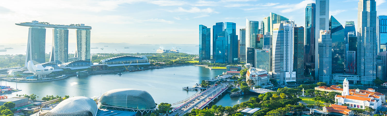 Singapore skyline with Marina Bay Sands, ArtScience Museum, and Esplanade